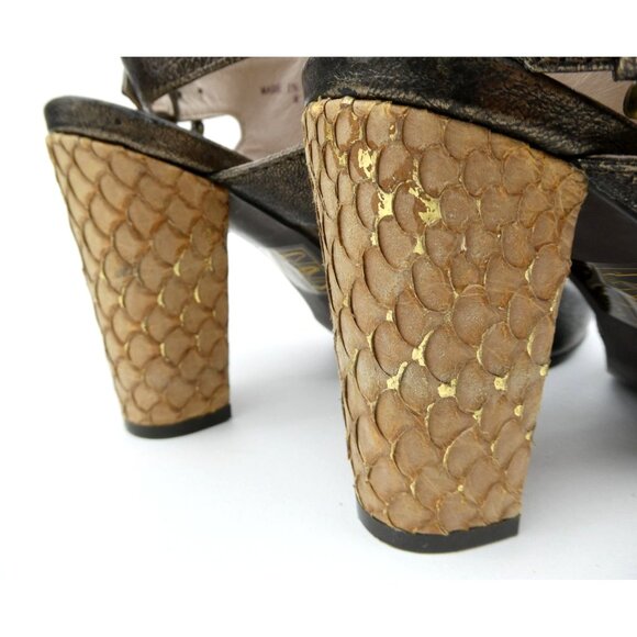 Farylrobin Womens Metallic Peep Toe Block Heels W/ Buckle Closure Size 8 - Picture 11 of 15